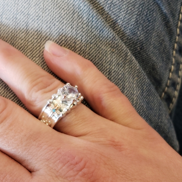 New Western Cross Chunky Ring Turquoise Sz… - Picture 4 of 11